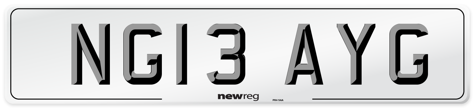 NG13 AYG Number Plate from New Reg